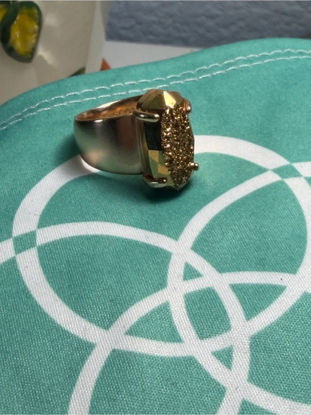 Kendra Scott Harrison Cocktail Ring - Gold Drusy / Druzy - Size 6